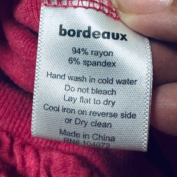 Olga Kapustina Womens Sleeveless Drape V-Neck Blouse Bordeaux Rayon & Spandex Si - Picture 6 of 7